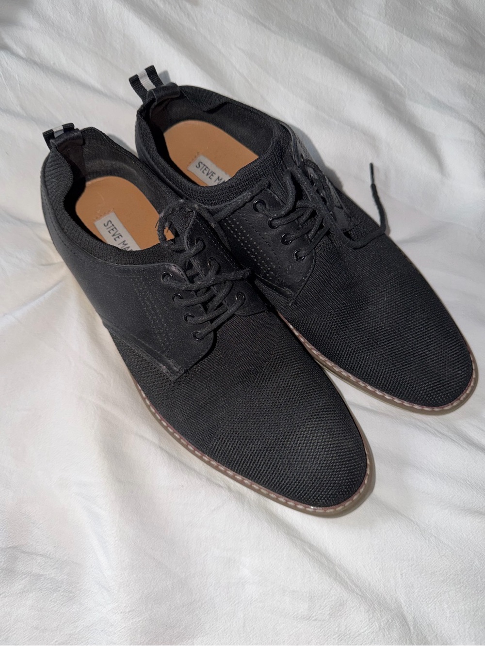 Steve Madden Black Textured Lace-Up Derby Shoes